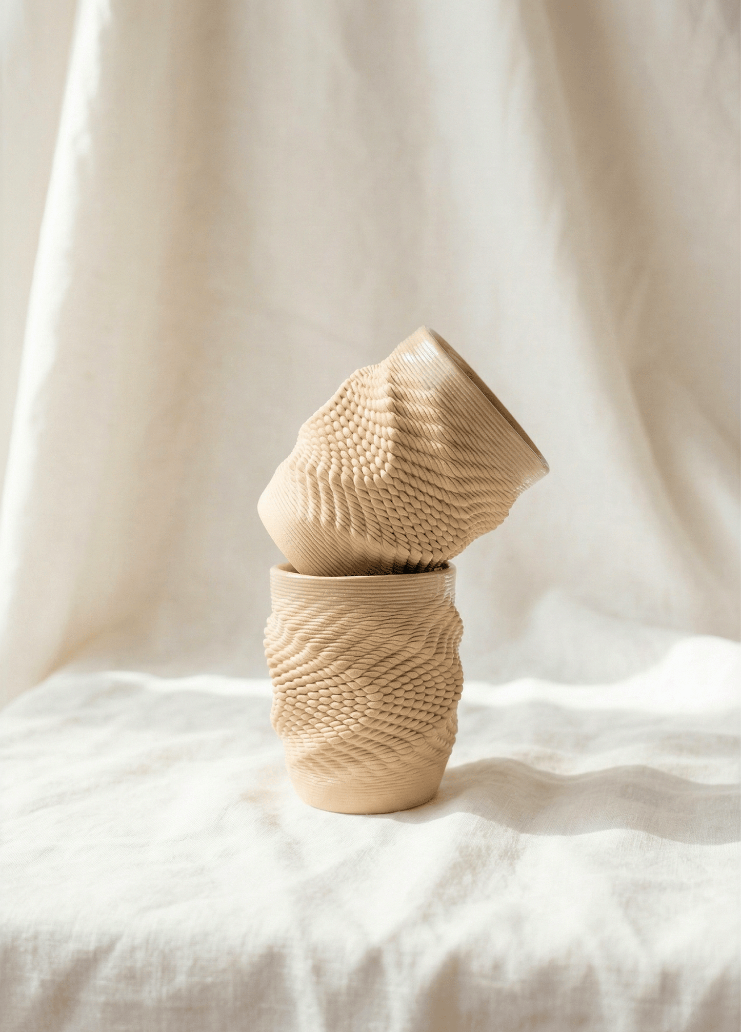 Puncta Krem Rengi Tekli Seramik Bardak