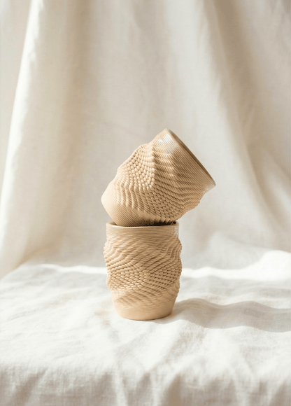 Puncta Krem Rengi Tekli Seramik Bardak