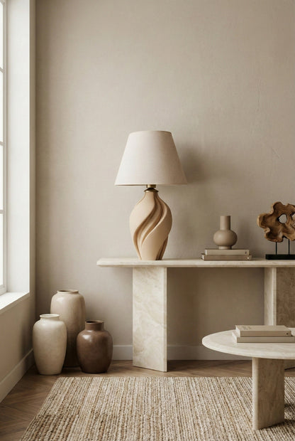 Valley Bej Seramik Abajur