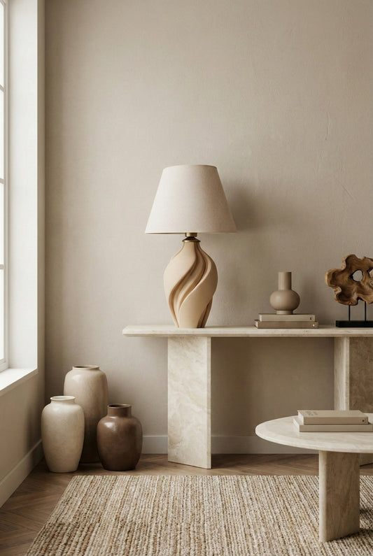 Valley Bej Seramik Abajur