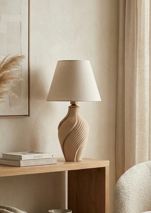 Pebbles Bej Seramik Abajur